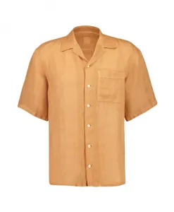 Мягкая, выцветшая льняная рубашка абрикосового цвета. 120% Lino, оранжевый