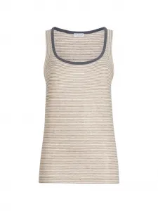 Льняная блуза с отделкой в полоску Brunello Cucinelli, коричневый