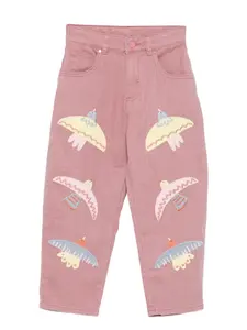 Джинсы с вышивкой Stella McCartney Kids, розовый