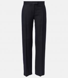 Прямые брюки Lenn из шерстяной смеси в тонкую полоску Khaite, Dark Navy