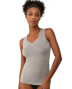 Женская майка без рукавов с кружевной отделкой Promise, серый