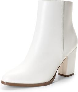Женские ботильоны DREAM PAIRS с массивным блочным каблуком, Weiß-Pu