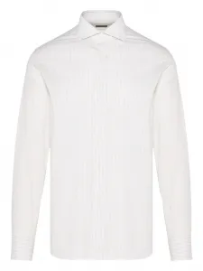 Рубашка в тонкую полоску с длинными рукавами Corneliani, белый