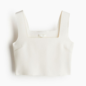 Топ H&M Sleeveless Crop Lemons, кремовый