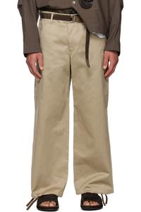 Sacai Брюки-Карго из хлопка чинос бежевого цвета и нейлоновой саржи