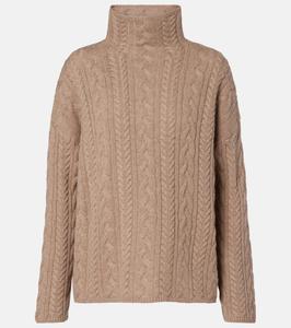 Свитер из шерсти и кашемира, связанный косами S Max Mara, Golden Beige
