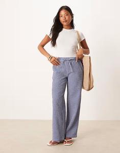 Брюки Petite из сирсакера с широкими штанинами в синюю клетку Jdy Petite
