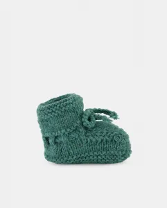 Вязаные пинетки с бантиком для малыша Coconut El Corte Inglés, темно-зеленый