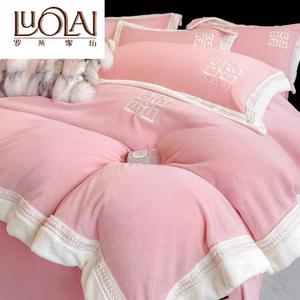 LUOLAI HOME Комплект постельного белья 1.8, 4 предмета, пододеяльник 200x230 см, цвет Saint Mary - Pink Bean Paste