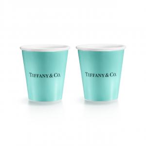 Кофейные чашки из костяного фарфора Tiffany & Co. Tiffany Blue, 300 мл, 2 предмета, голубой
