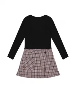 Двухслойное платье для девочек с узором «гусиная лапка» - для маленькой девочки. Deux Par Deux, черный