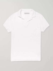 Рубашка поло из хлопка и махровой ткани Slim-Fit с раскладным воротником ORLEBAR BROWN, белый