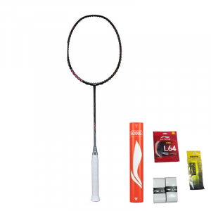 Ракетки для бадминтона Li Ning Thunder 80, single racket+g300s* 1 tube/12 pack+racket frame tape*1+grip tape*2 (random color)+l64 shuttlecock*1