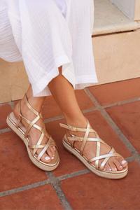 Босоножки Dezi на плоской платформе с ремешками и двойной веревочной подошвой Linzi, желтый