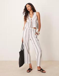 Пляжные брюки свободного кроя в полоску Iisla & Bird серого цвета