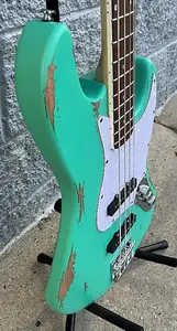 Бас-гитара GAMMA Custom JRW24-01, 4-струнная модель Beta, состаренный вид, цвет Marina Green