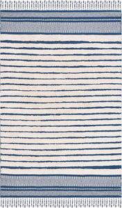 Ковер SAFAVIEH, 153 x 244 см, Kilim Collection, Blue & Natural, дизайн с богемными полосами и плетеными кистями, ручной работы из хлопка, идеально для гостиной, спальни, столовой (KLC401L-5)