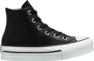 Кроссовки Converse Chuck Taylor All Star Lift Platform Leather High Black Natural Ivory, черный