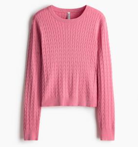 Свитер H&M Cable-Knit, розовый