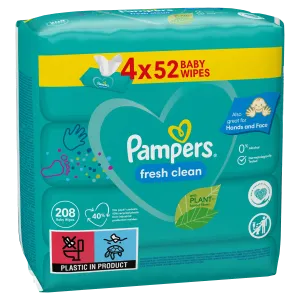 Pampers Fresh Clean влажные салфетки, 4х52 шт/уп.