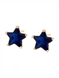Faina Женские серьги-гвоздики из розового золота и темно-синего цвета