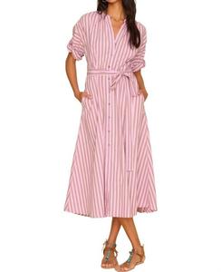 Платье миди Liora с поясом в полоску инжир XIRENA, Fig Stripe