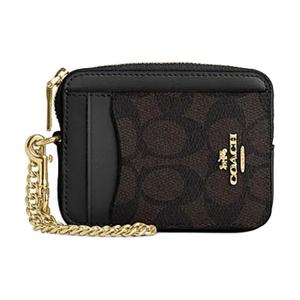 COACH Картхолдер из искусственной кожи с элементами переработанной кожи для женщин Walnut & Black