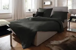 Комплект постельного белья из тканой премиальной фланели , антрацитовый, 135x200 см + 80x80 см Fleuresse
