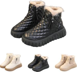 No Brand Женские удобные теплые зимние ботинки на платформе, модные с круглым носком, боковой молнией, ботильоны с плюшевой подкладкой для улицы (хаки, 4.5)