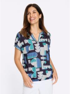 Блузка-слипон с принтом бирюзового и черного цветов Sieh an!