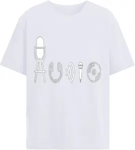 Футболка для женщин Never Too Many Microphones с принтом для аудиоинженеров