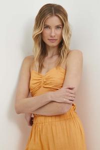 Льняной топ Answear Lab, оранжевый