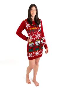 Длинное платье United Labels The Peanuts Snoopy Strick Weihnachten Winter Strick Christmas, красный