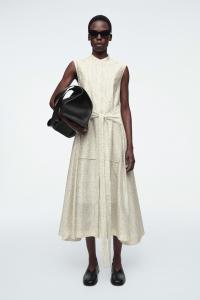 Платье миди с завязками на талии COS, цвет Szampański/Wzór