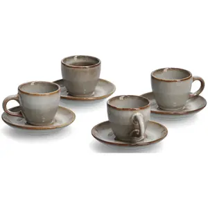 Чашка для эспрессо Zeller Present, (набор, 8 шт., 4 чашки и 4 блюдца), можно мыть в посудомоечной машине, 8 шт. (4 чашки, 4 блюдца), серо-коричневый