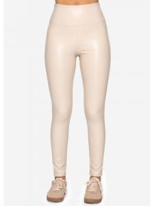 SASSYCLASSY Светло-бежевые термолеггинсы из искусственной кожи