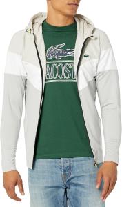 Толстовка Lacoste с капюшоном и молнией, цветной блок, Hammam/Blanc-Nimbus