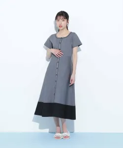 Вязаное платье с короткими рукавами и расклешенной юбкой Jill By Jill Stuart, цвет Gray X Black 1