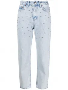 Укороченные джинсы с кристаллами Ana Radu, синий