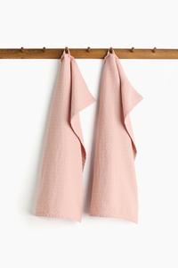 Кухонные полотенца из хлопчатобумажной ткани H&M, 2 штуки, 45х60 см, розовый