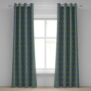 Шторы на люверсах ABAKUHAUS с восточным узором из изысканной мозаики и дамасским племенным искусством, декоративные двухпанельные шторы, 280 см x 245 см, желто-зеленый сине-зеленый