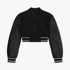 Укороченный бомбер Givenchy Wool And Leather, черный