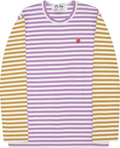 Футболка Comme des Garçons PLAY Bi-Color Striped Long-Sleeve Heart T-Shirt 'Purpleolive', фиолетовый
