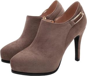 SHEMEE Женские ботильоны на высоком каблуке с платформой, шпилькой, тонким каблуком, боковой молнией, короткие ботинки, Braun