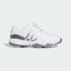 Детские туфли для гольфа Tour360 24 BOA Adidas, цвет Cloud White/Silver Metallic/Iron Metallic