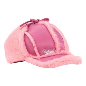 Кепка Supreme FW25 с меховой подкладкой и ушами, розовая