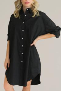 Платье-рубашка из хлопка на пуговицах черного цвета Things Between