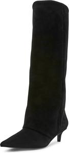 Женские высокие ботинки до колена Steve Madden Luca, Black Suede Wide Calf