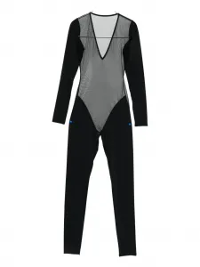 Сетчатый комбинезон с длинными рукавами Pure Tentation Maison Close, черный