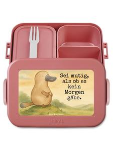 Mr. & Mrs. Panda Ланчбокс с изображением утконоса, надписью "Мужество" и выполненной пастельно-красным цветом